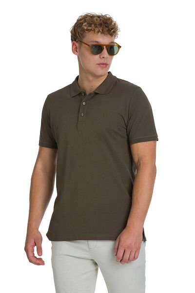 Hatemoğlu Khaki Regular Fit 100% Cotton Polo Neck T-Shirt