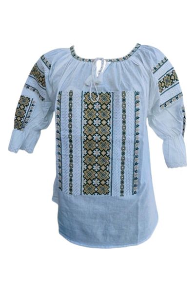 OEM Traditional Romanian Blouse for Women, Cotton, Beige, Size 2XL