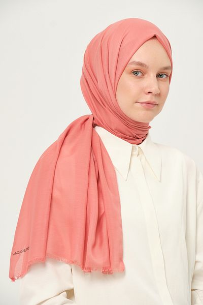 Madame Polo Plain Cheesecloth Shawl Salmon