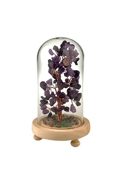 OEM Tree decoration in the dome, with aventurine stones, 10x18 cm, purple-multicolor