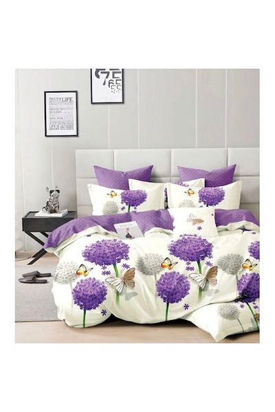 OEM Lenjerie de pat, Floare de Ceara, 4 Piese, 2 persoane, 230x250cm, Bumbac, Multicolor