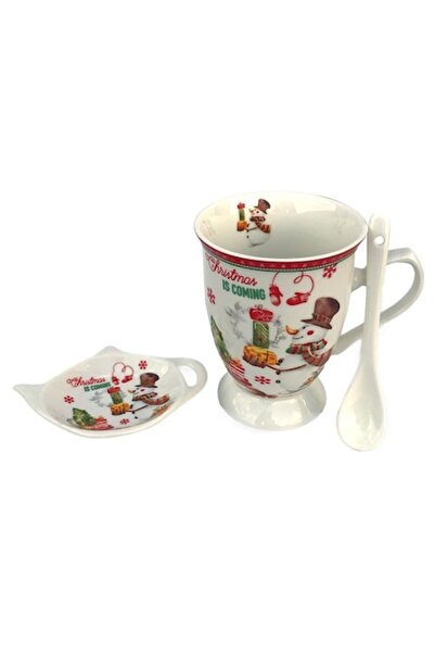 OEM Cană ceramică cu lingură și sită pentru ceai, design de Crăciun „Om de ză...