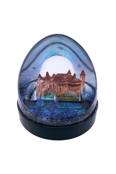 OEM Glob din plastic cu lichid si sclipici, in interior avand macheta Castelului Corvinilor, 9x8 cm