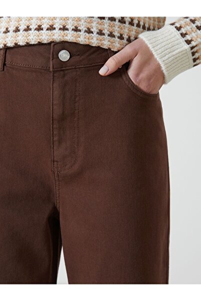 LC Waikiki Kahverengi Wideleg Kadın Jean Pantolon