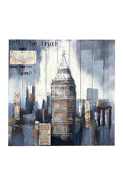 OEM Πίνακας σε ξύλο που αναπαριστά τρισδιάστατες πόλεις, 82x82 εκ.