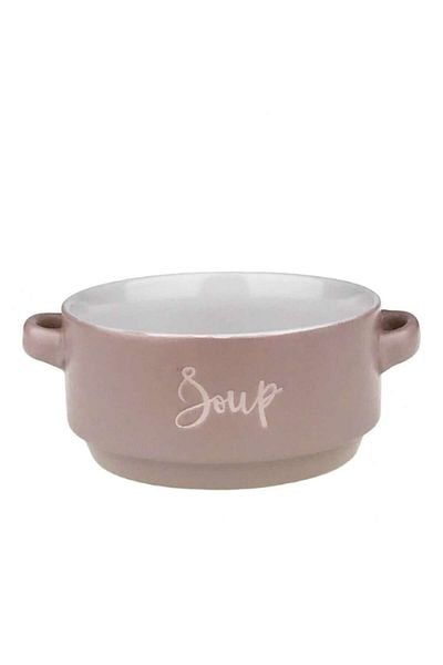 OEM Bol ceramic cu inscripția „Supă” 13x6 cm roz