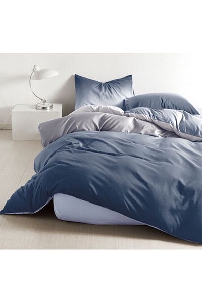 OEM Lenjerie de Pat, Cearșaf cu Elastic, Finet, 1 Persoană, 4 Piese, Imprimeu Degrade, 140x200cm, Bleu