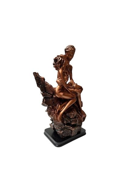 OEM Statueta 2 indragostiti stand pe o piatra, rasina 35x16x11 cm, bronz