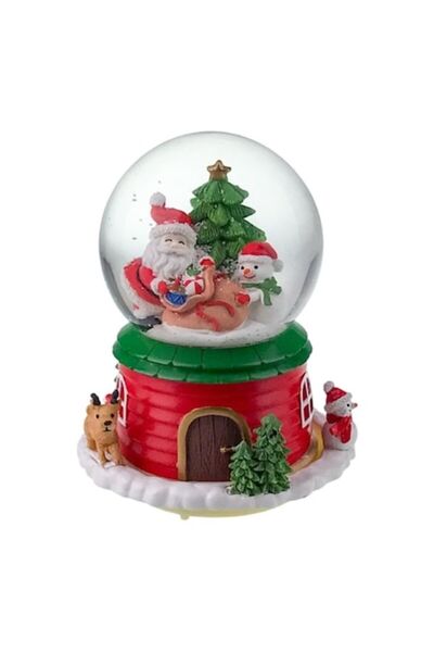 OEM Glob de Crăciun rotativ din sticlă cu figurine și alimentat cu baterii