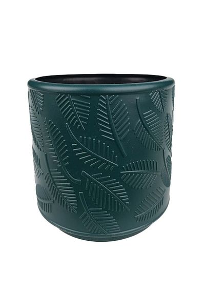 OEM Green Plastic Vase with Leaves, M2, 11x11 cm