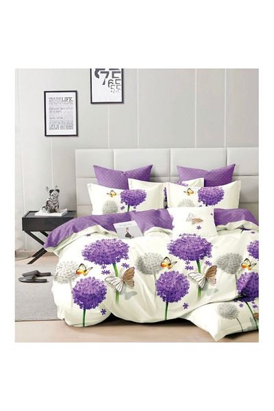 OEM Lenjerie de pat, Floare de Ceara, 4 Piese, 2 persoane, 230x250cm, Bumbac, Multicolor