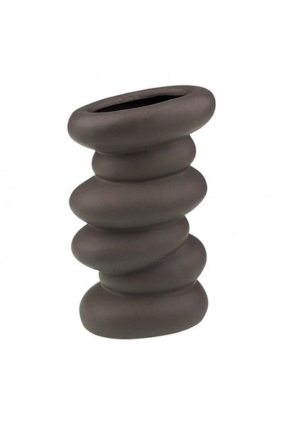 OEM Ceramic Vase Formed from Stacked Stones, 11x18 cm Brown