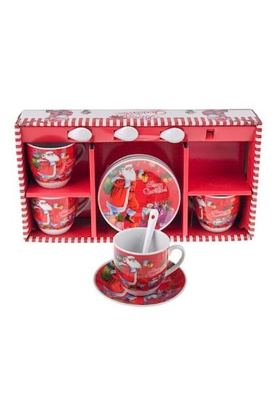 OEM Set ceramică de Crăciun - 4 căni, farfurii și linguri