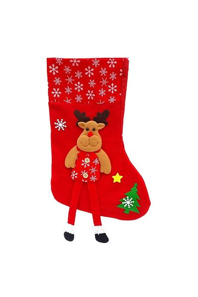 OEM Set 12 Pieces Christmas Decoration Textile Boot Shape with Figurines 24x38cm