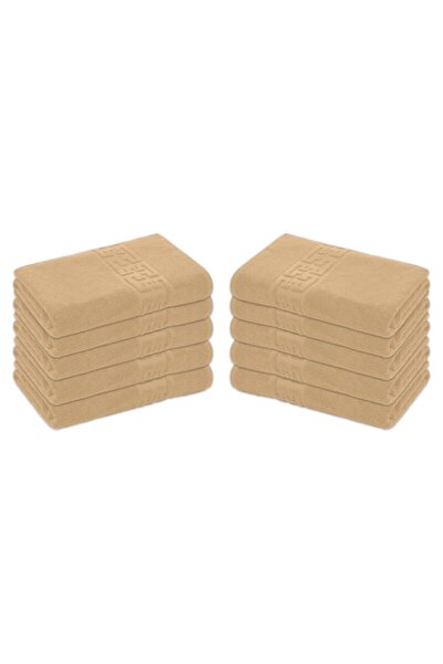 OEM Set 10 prosoape de baie, Bumbac, Bordura Greceasca, 500g/m², 70x140cm, Maro Deschis