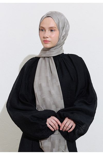 Freshscarfs Nori Silky Jacquard Shawl Warm Gray