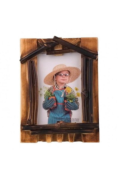 OEM Wooden Photo Frame with Branches, House-Shaped, 16x21 cm