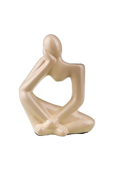 OEM Vază decorativă din ceramică „Omul gânditor”, 13X19 cm bej