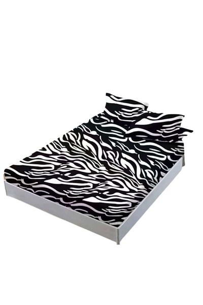 OEM Set cearșafuri și fețe de pernă, 3 piese, imprimeu animal, 140x200cm, alb-negru