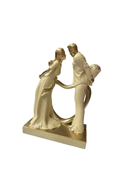 OEM Statueta 2 indragostiti si o inima, rasina 29x20x9 cm, auriu