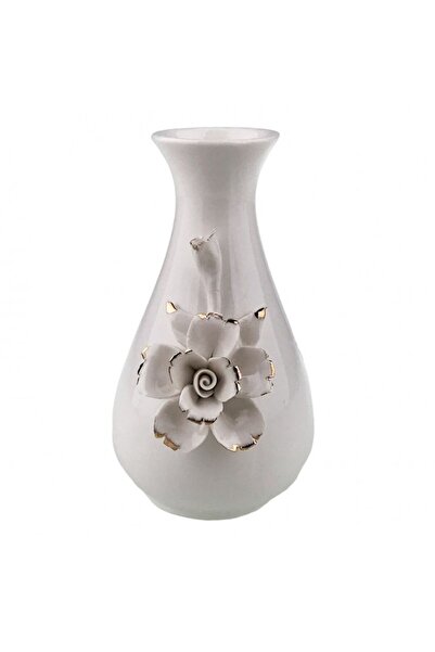 OEM Vaza din ceramica cu gatul ingust si flori in relief