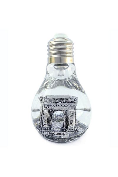 OEM Decorative item shaped like a bulb, plastic, with liquid and battery, featuring Arc de Triomphe desi