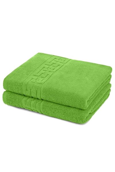 OEM Set 2 Bath Towels, Cotton, Greek Border, 500g/m², 70x140cm, Apple Green