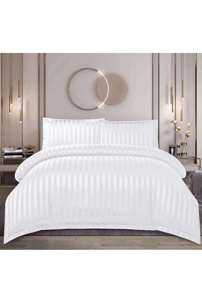 OEM Double Bed Linen, Uni, Damask, 4 Pieces, 2 Persons, 180X200cm, White