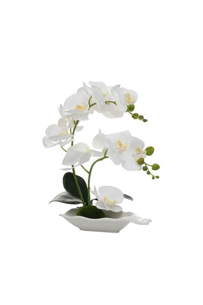 OEM Artificial Orchid in Pot, PVC/Ceramic, 32x25x12 cm, White