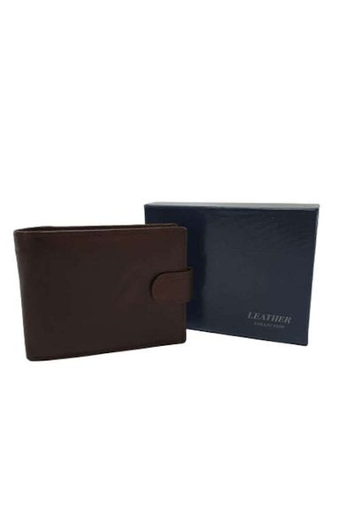 Leather Men's Wallet, Collection Business, Dark Brown, 10x13cm