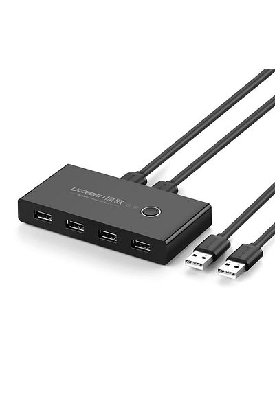 Ugreen Switch box HUB przełącznik 4x USB 2.0 rozdzielacz USB na dwa komputery - czarny