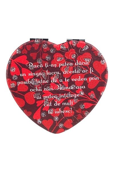 OEM Oglindă compactă, în formă de inimă, multicoloră, 7x7 cm