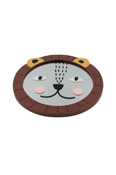 Gift Design Round animal mirror 16x16 cm lion