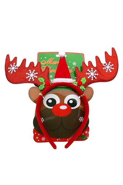 OEM Set 12 pieces Plastic Headband with Reindeer Horns, 28x23cm