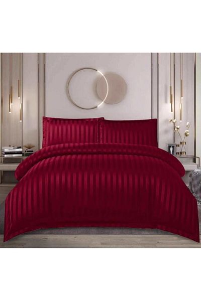 OEM Double Bed Linen Set, Uni, Damask, 4 Pieces, 2 Persons, 180x200cm, Bordeaux