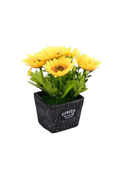 OEM Decor sunflower in pot, PVC/textile/ceramic 20x10x10 cm yellow