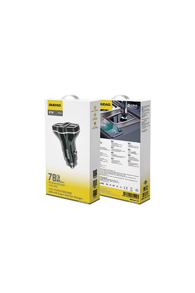 DUDAO Încărcător auto R78 78W USB-C PD / 2xUSB-A QC - Negru