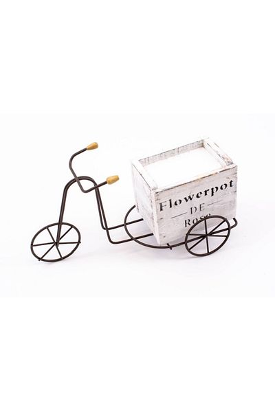 OEM Ghiveci decorativ pentru biciclete, lemn 23,5x9 cm, alb