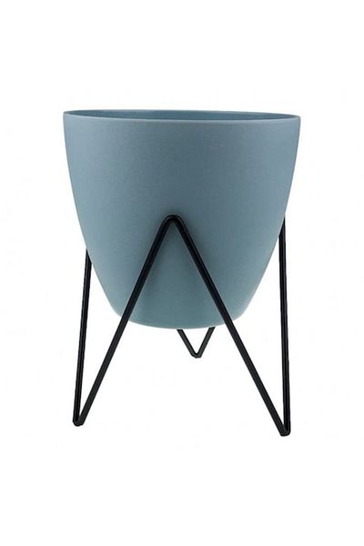 OEM Vază decorativă, plastic/fier, 13x18 cm, verde ou de rață