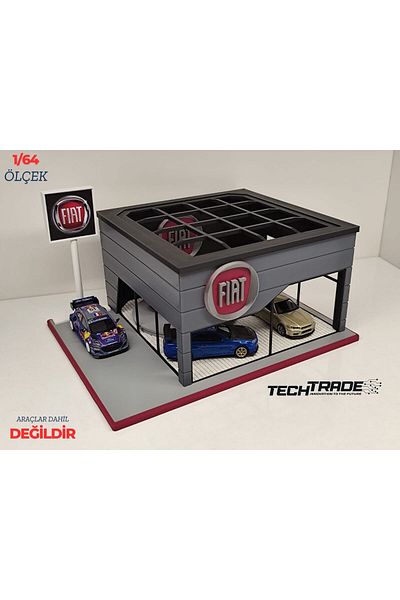 Tech Trade Fiat Diecast Showroom Garage Diorama 1:64 Scale