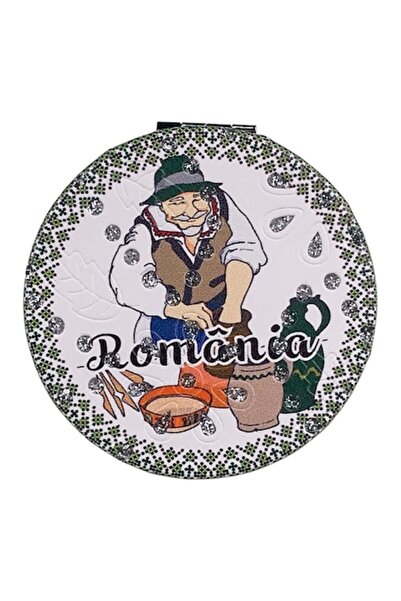 OEM Oglindă de poșetă, Textil, Model 'Romania', Multicolor