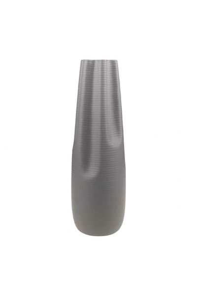 OEM Vază ceramică cu dungi orizontale, gură înaltă și îngustă, 13x45 cm, gri