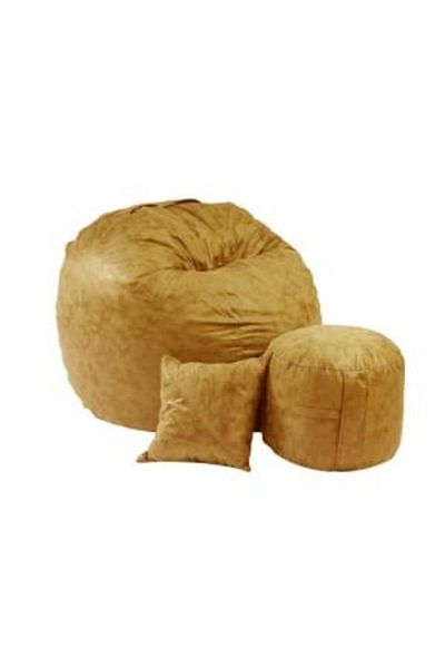 Pufrelax Matusalem Armchair Set with Ottoman (footrest) and Cushion, Textile Material - Amber (caramel, brown)