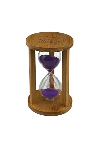 OEM Clepsidra din lemn cu scris 15 minute, 10x16 cm, maro-mov