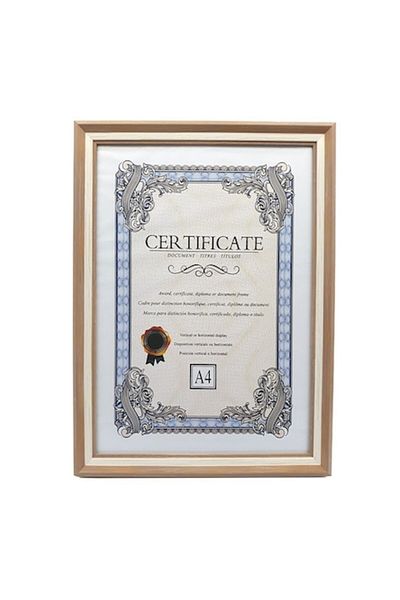 OEM A4 photo frame, plastic, imitation wood, with stripes, cappuccino, 24x32cm