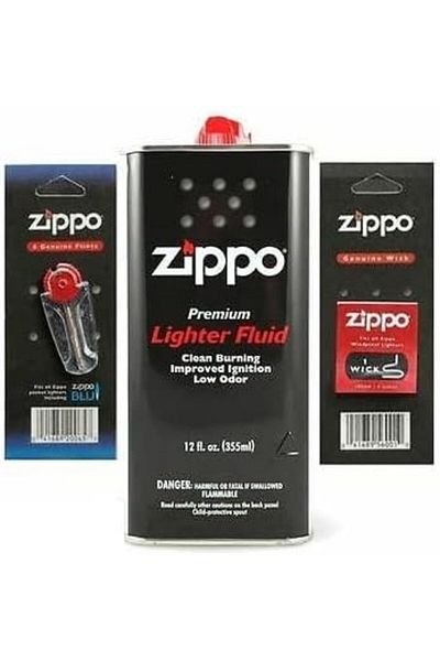 Zippo Lighter Fluid and Wick & Flint Set 12 oz