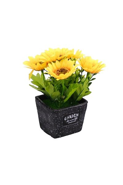 OEM Decor sunflower in pot, PVC/textile/ceramic 20x10x10 cm yellow