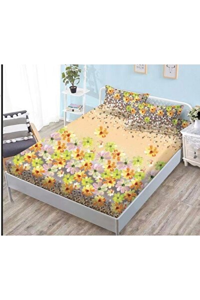 OEM Bed Sheet and Pillowcases, Finet, 3 Pieces, 1 Person, Multicolored Flower Print, 140x200cm