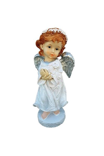 OEM Angel figurine made of resin with wings, 13x27cm, White-Silver, M2