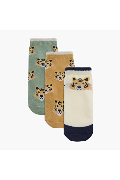 Juniors جوارب بطول الكاحل بطبعة النمر - مجموعة من 3 قطع